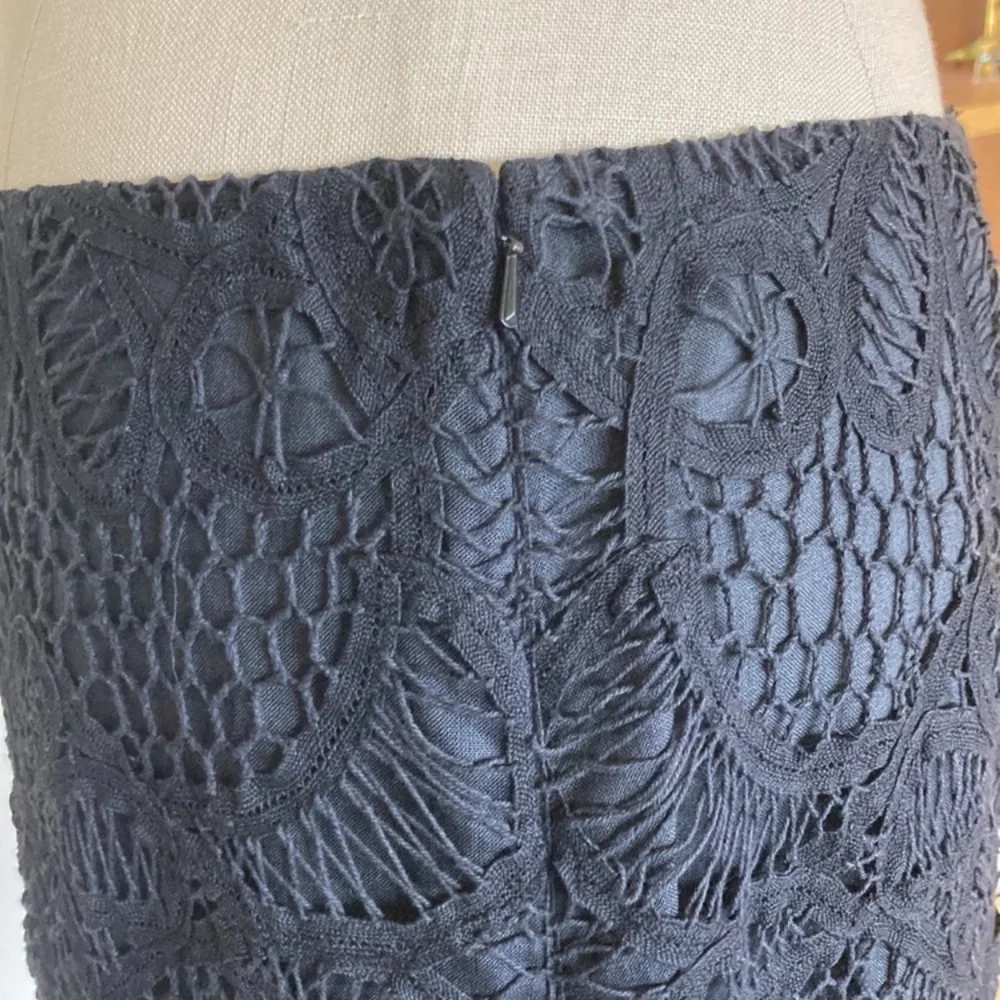 100% linen lace skirt, dark black, lined, 8 - Picture 3 of 8